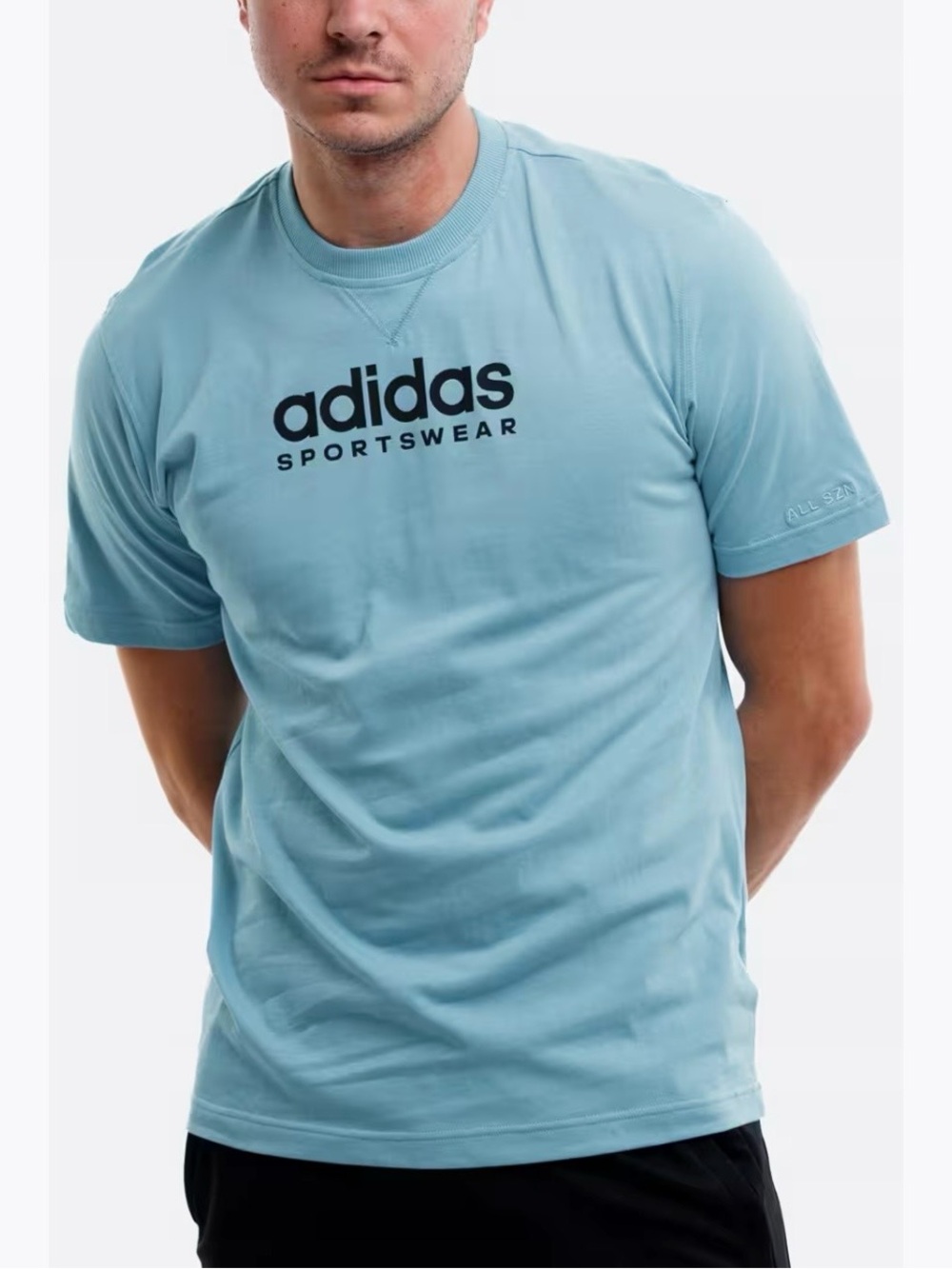 adidas Light Blue Sportswear Logo Short Sleeve Tee NWT SZ L.
